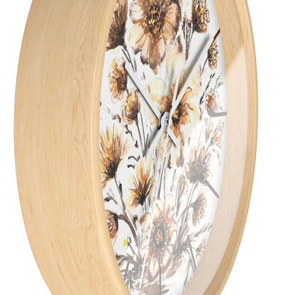 Floral Vintage Wall Clock — Hand-Painted Sunflower Bouquet Design