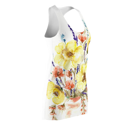 Floral Watercolor Racerback Dress — Yellow Bouquet All-Over Print