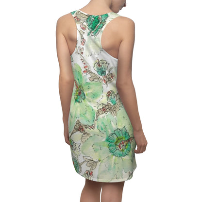 Green Watercolor Floral Racerback Dress