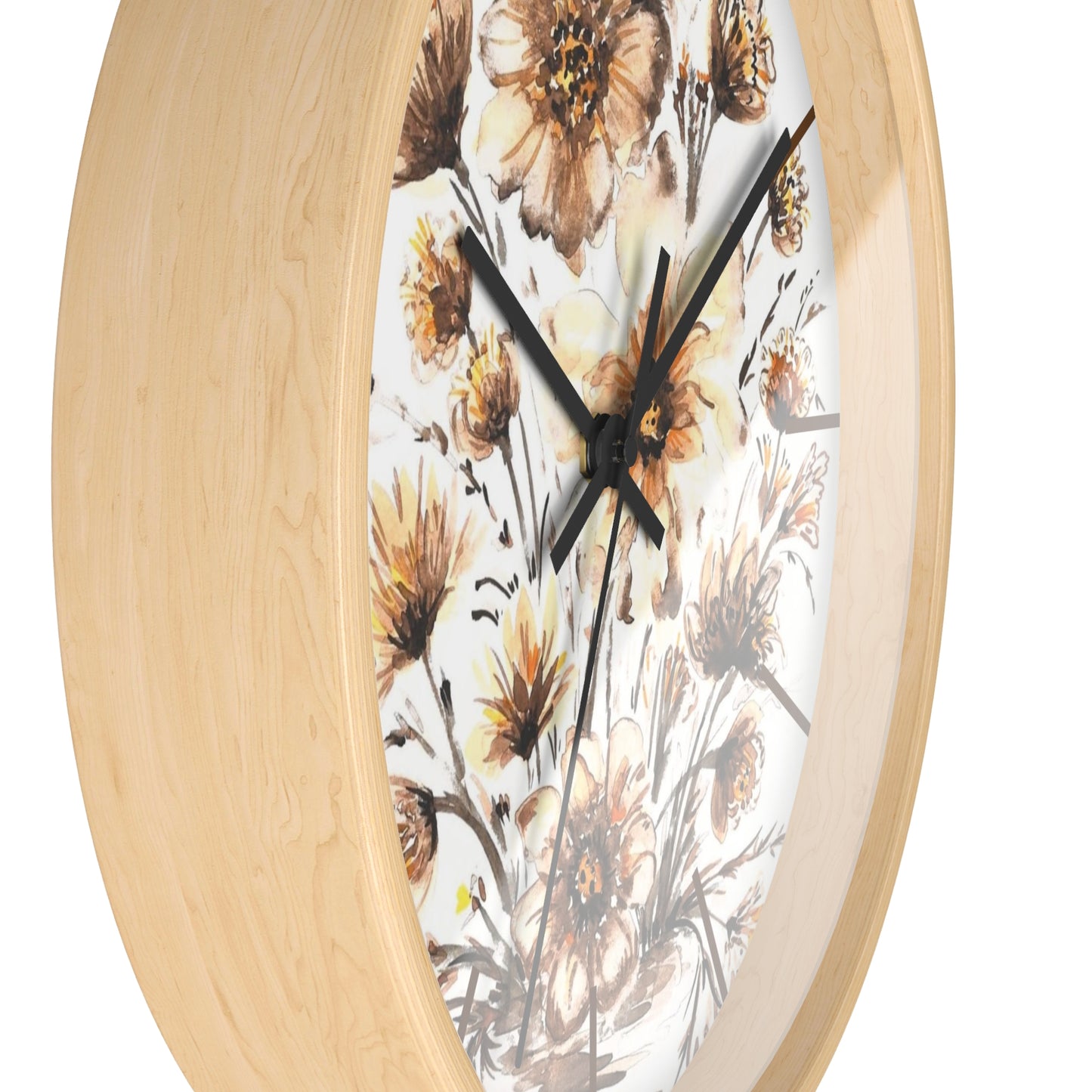 Floral Vintage Wall Clock — Hand-Painted Sunflower Bouquet Design